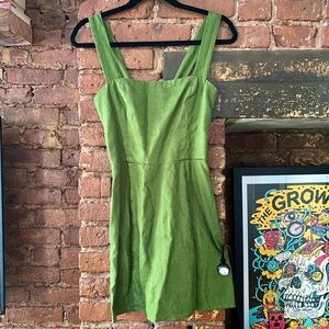 Green Linen Reformation mini dress sz 6